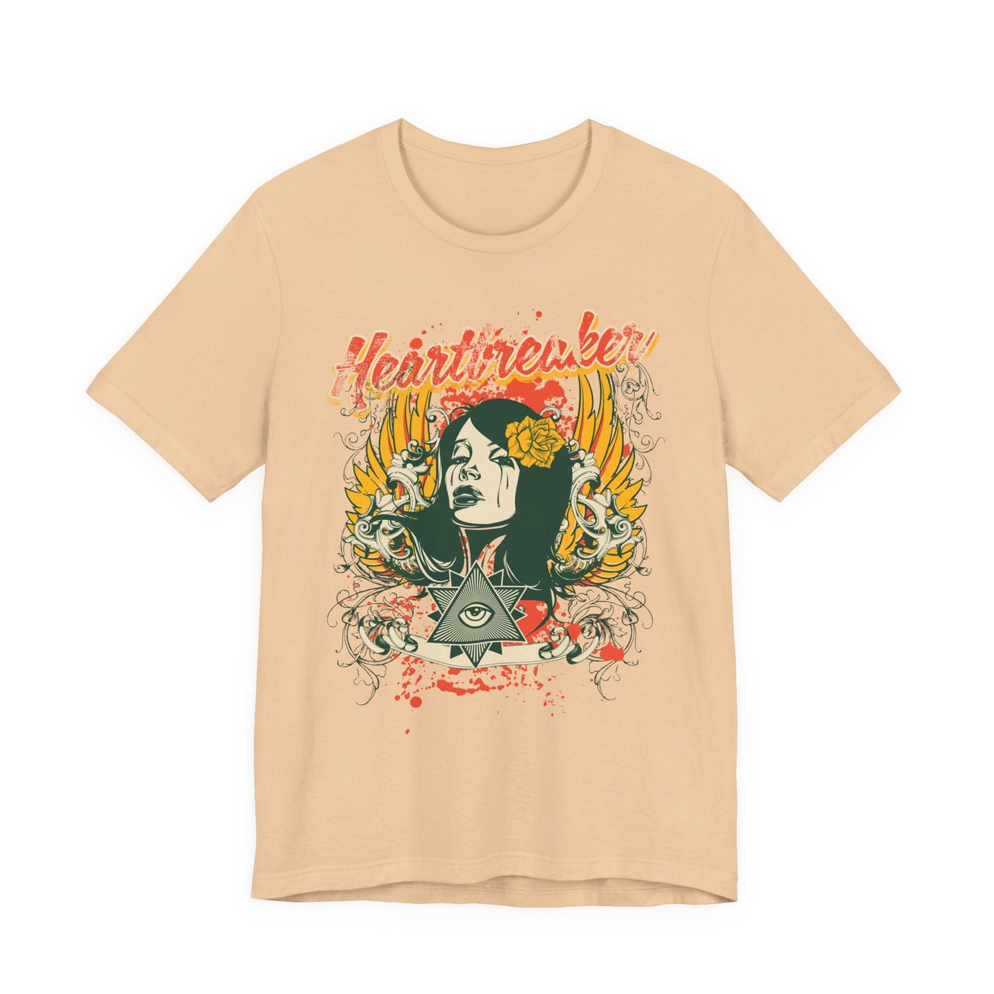 Heartbreaker Illustration Tee Retro Femme Portrait Floral Skull Graphic T-Shirt