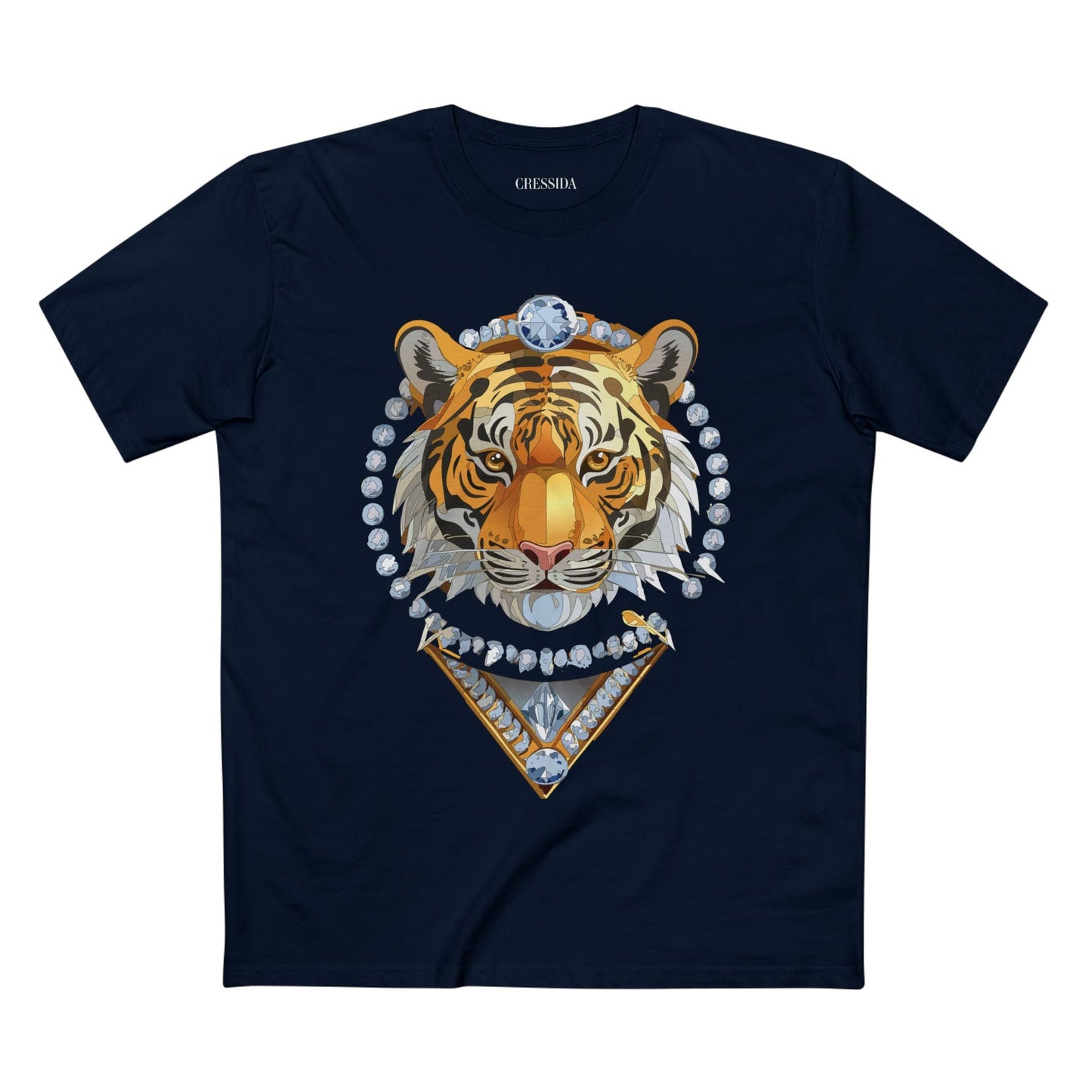 Tiger Graphic Unisex 100 Cotton Tee With Unique Animal Golden Medallion Art Design 5