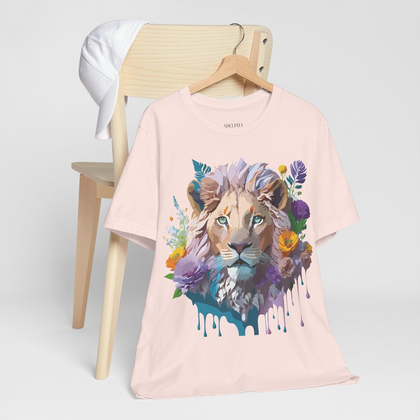Lion Graphic Tee Unisex Short Sleeve Shirt With Vintage Inspired Artwork By Adelpha