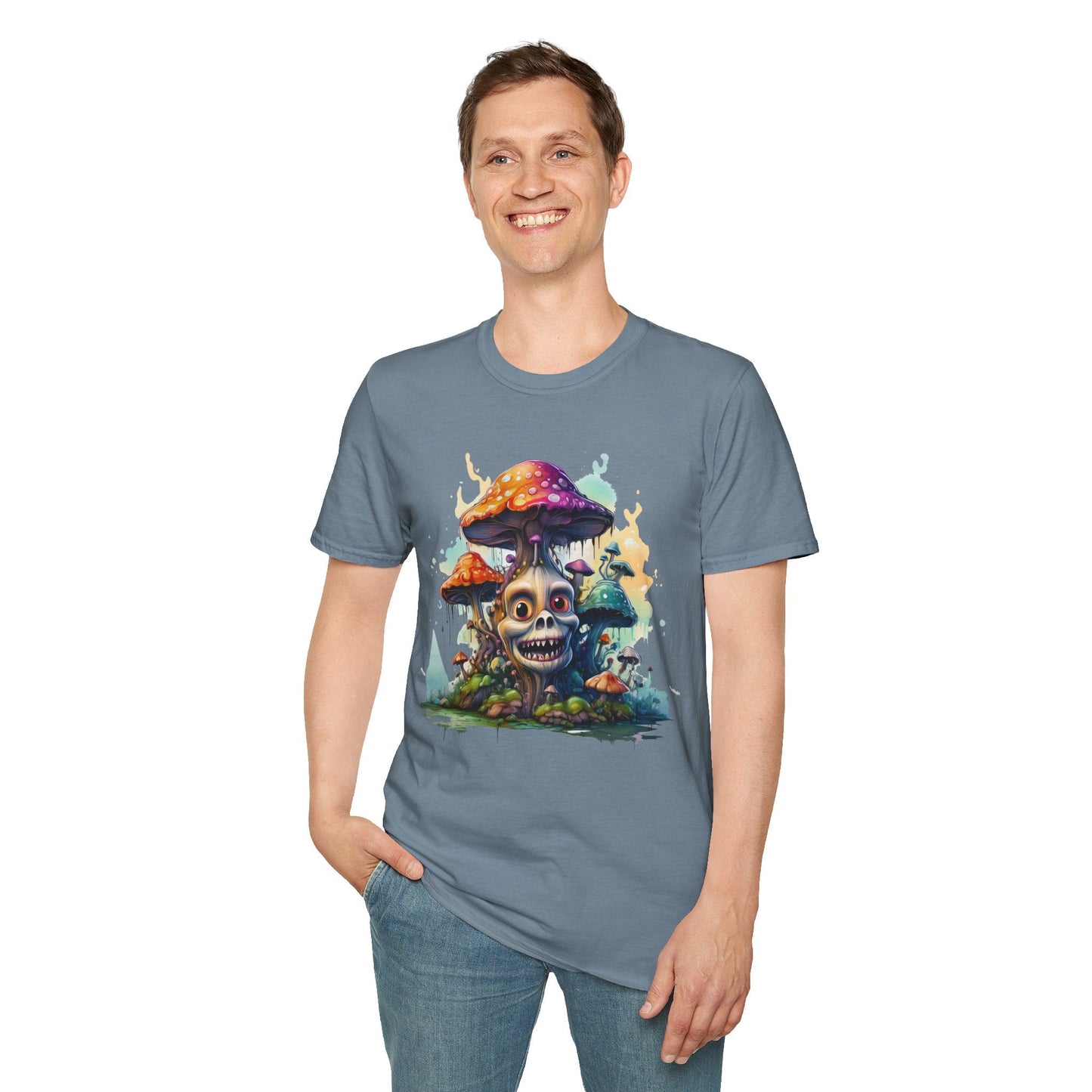 Funny Mashroom Graphic Unisex Softstyle Cotton With Cartoon Illustration Design 6
