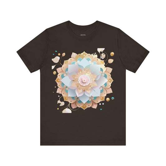 Mandala Graphic Unisex Cotton Bella+Canvas Tee with Floral Art Design n140
