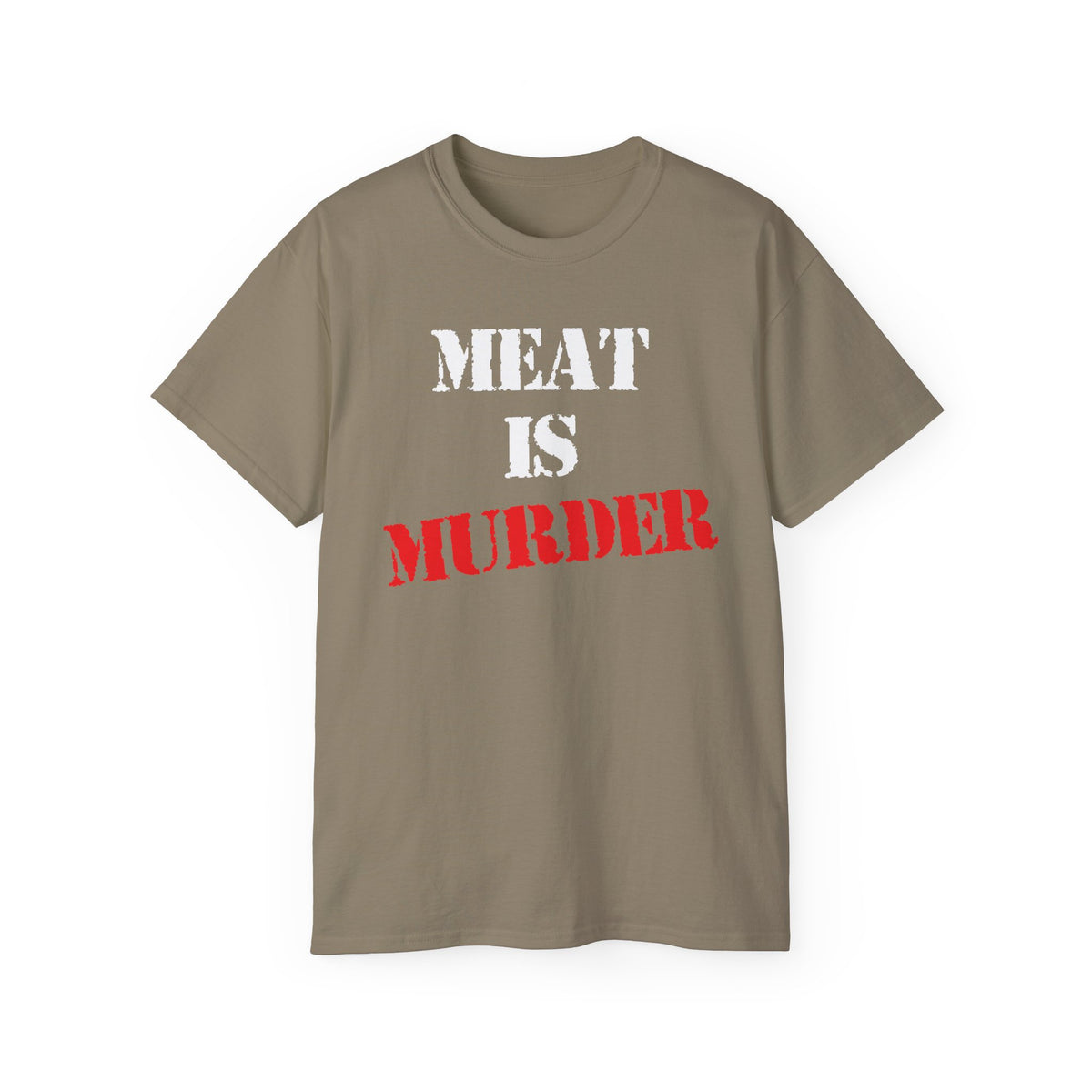 Meat Is Murder Tee | Bold Stencil Text Statement T-Shirt