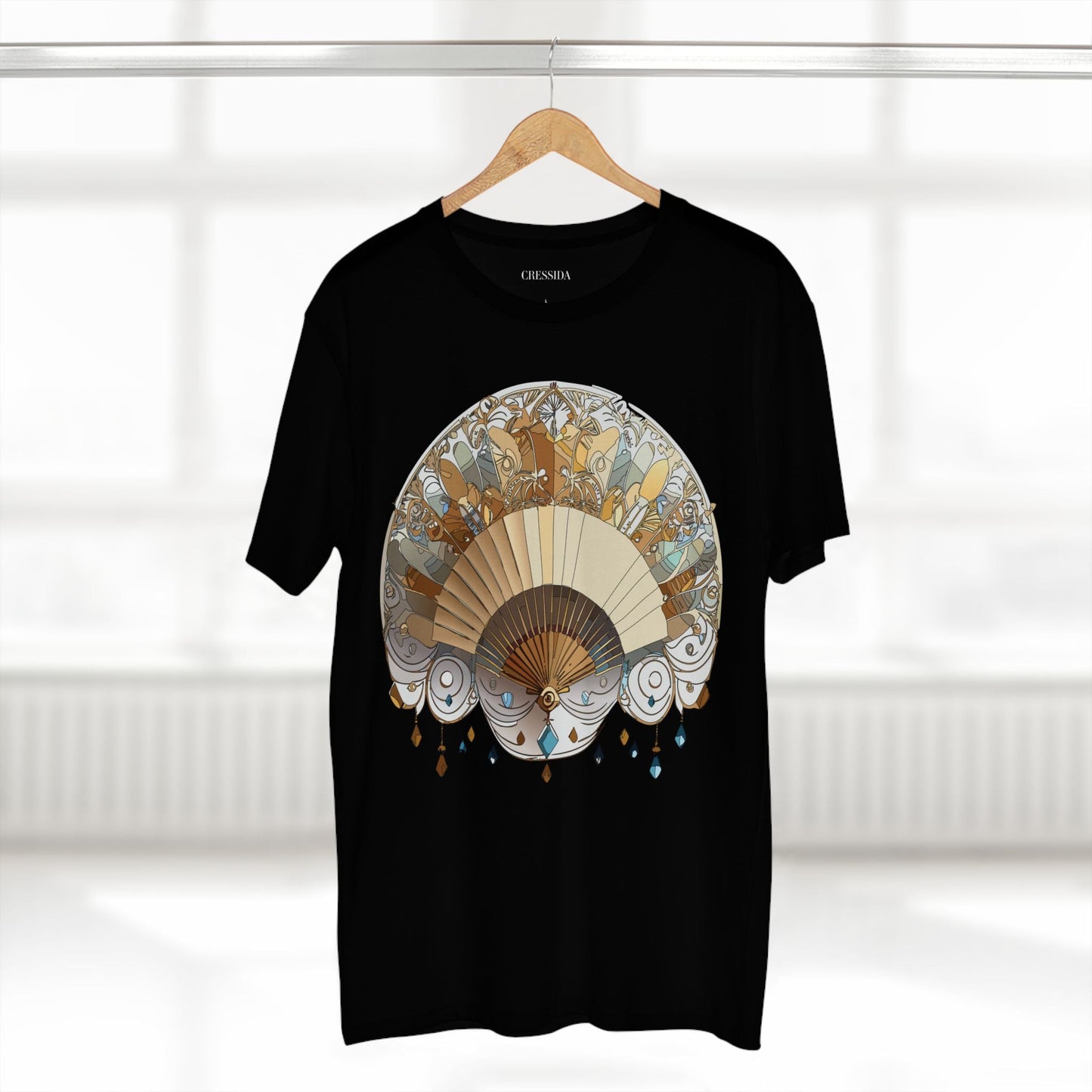 Antique Fan Graphic Design T-Shirt Unisex 100 Cotton Floral Carnival Artwork Tee 11