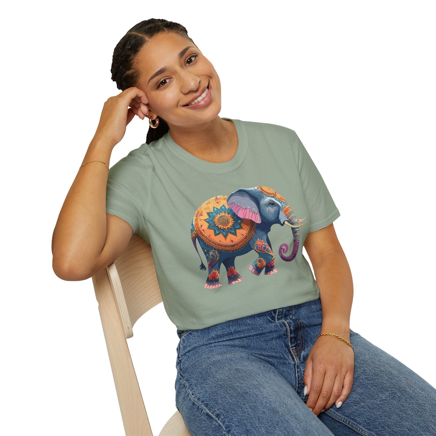 Elephant T Shirt Unisex Gildan Softstyle Tee 100 Percent Ring Spun Cotton Animal Shirt