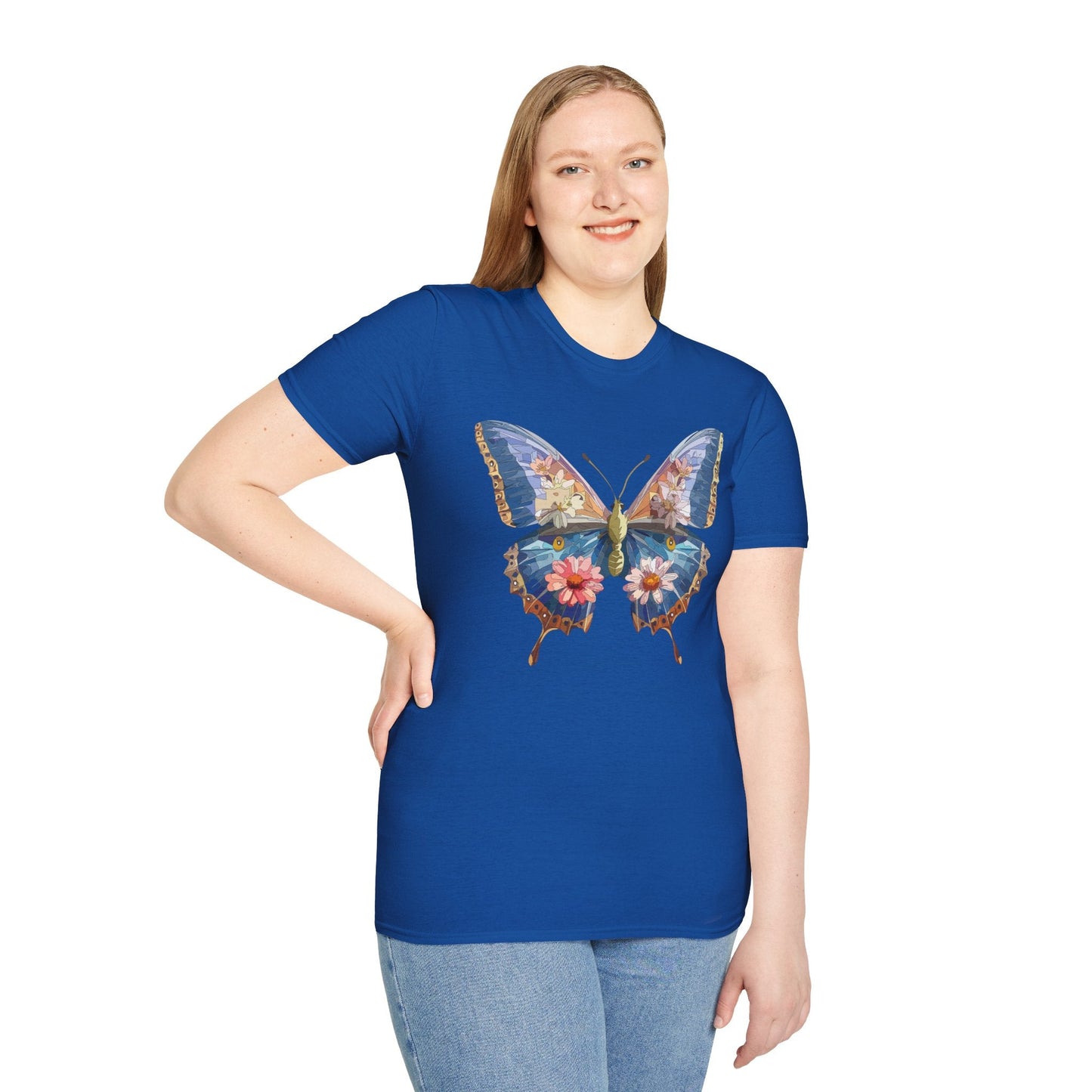 Butterfly T Shirt Unisex Softstyle 64000 Gildan Monarch Design 100 Percent Ring Spun Cotton Tee