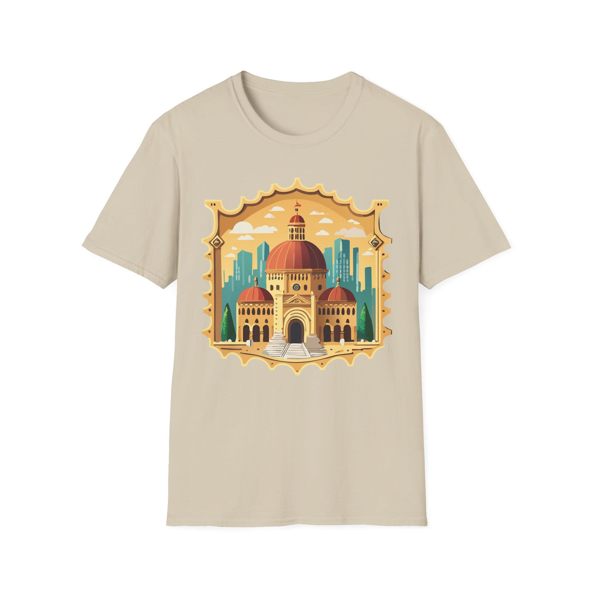 Moroccan Cityscape Tee | Dome & Minaret Illustration Graphic Tee Unisex 100 Cotton Gildan T-Shirt