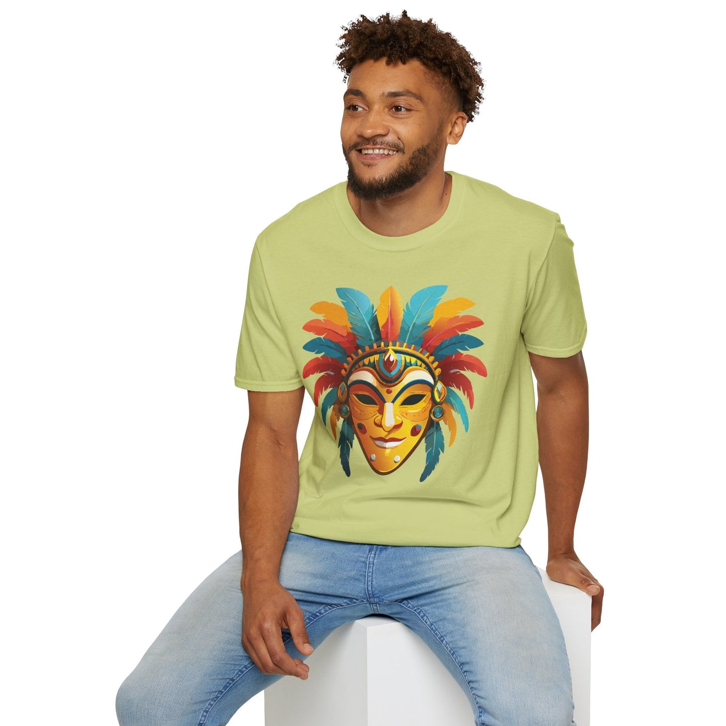 Mask Tee Shirt Unisex Masquerade Design Gildan Softstyle 100 Percent Cotton Tee for Everyday Comfort