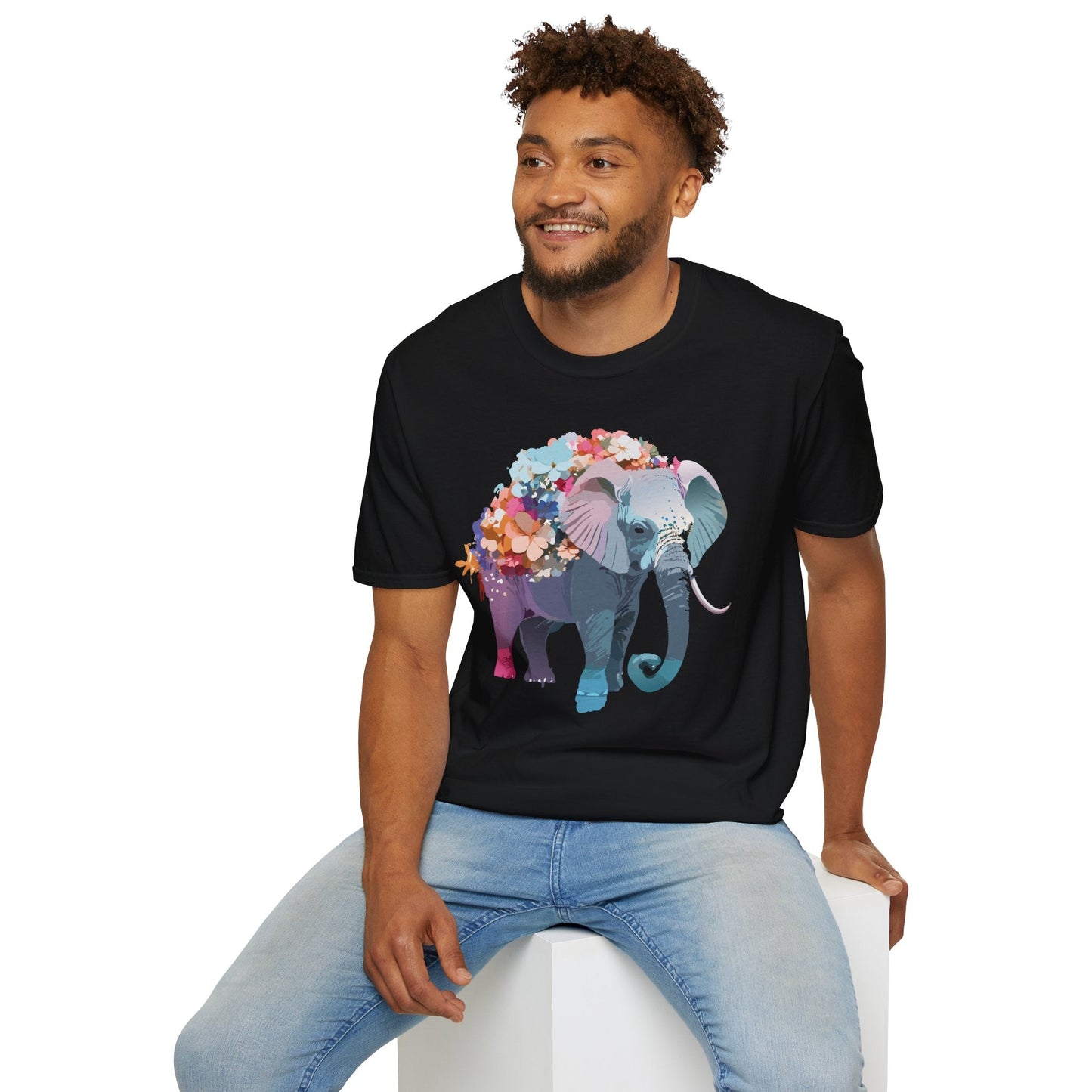 Elephant T Shirt Unisex Softstyle Tee 100 Percent Ring Spun Cotton Animal Design