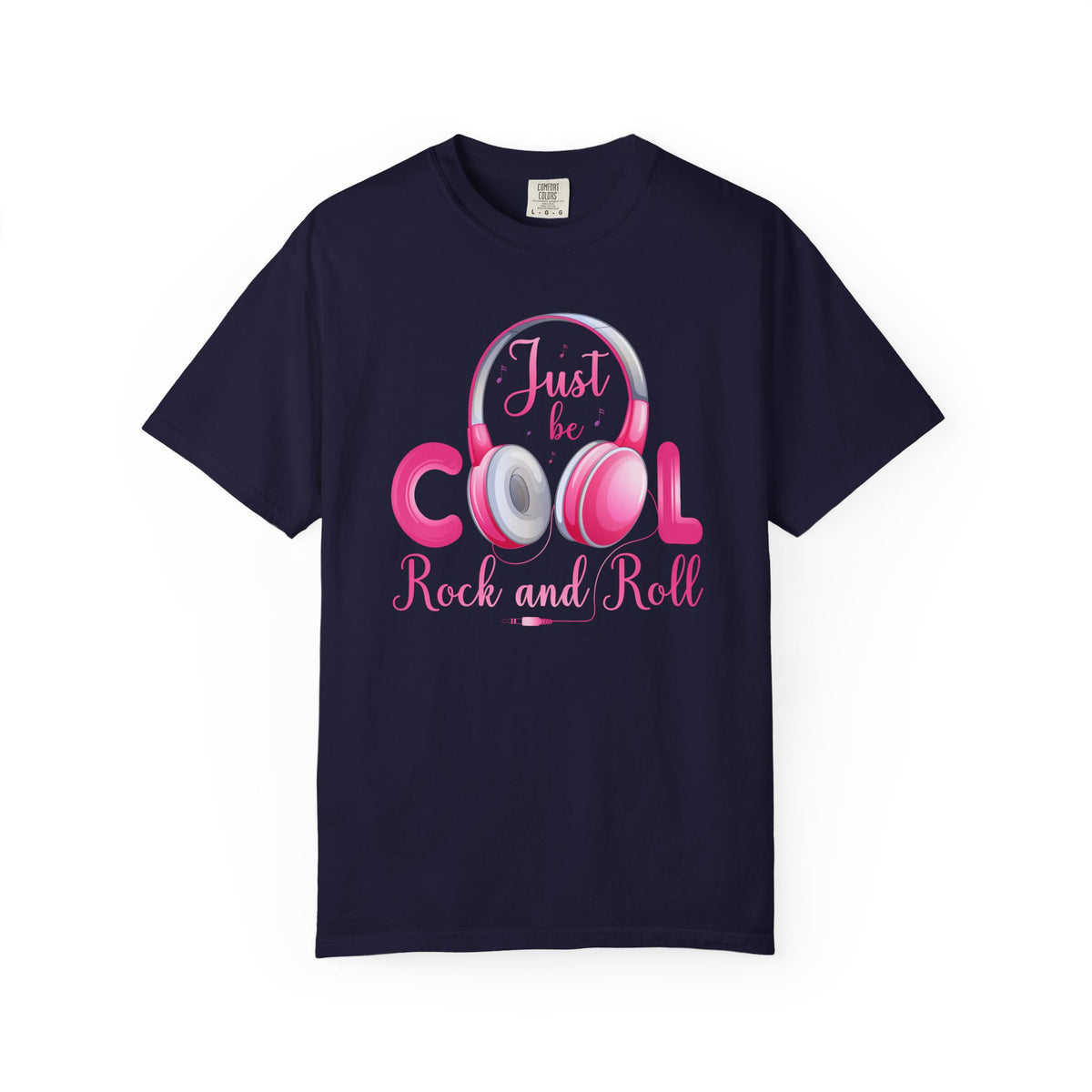 Just Be Cool Rock and Roll T-shirt Pink Headphones Graphic Unisex Cotton Tee Comfort Colors 004