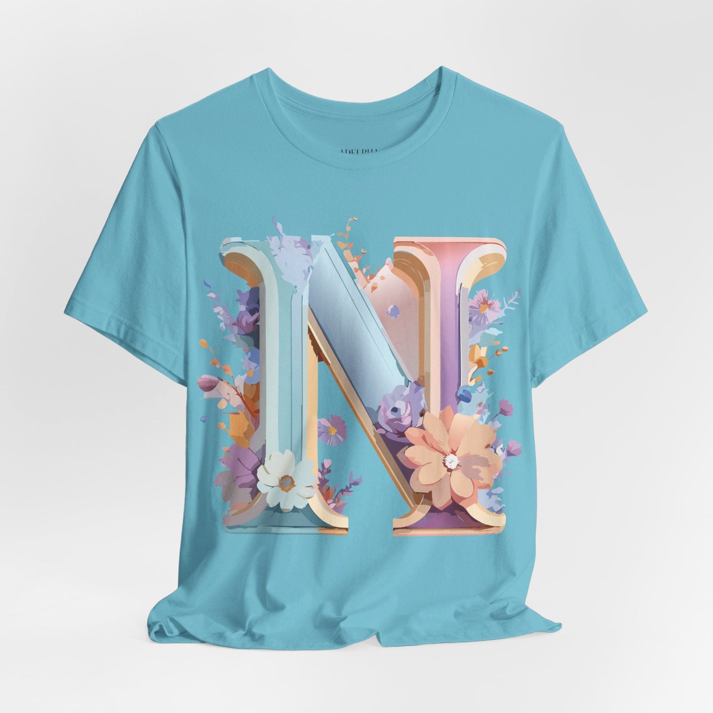 Letter N Shirt Unisex Graphic Tee Adelpha Vintage Inspired Artwork Short Sleeve Premium Cotton