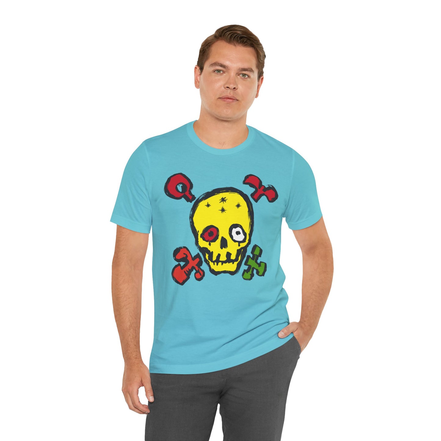 Yellow Skull Graphic Design Tee, Skull Shirt, Vintage Tees, Art Design T-Shirt, Vintage Graphic Tee, Art Shirts with Skulls