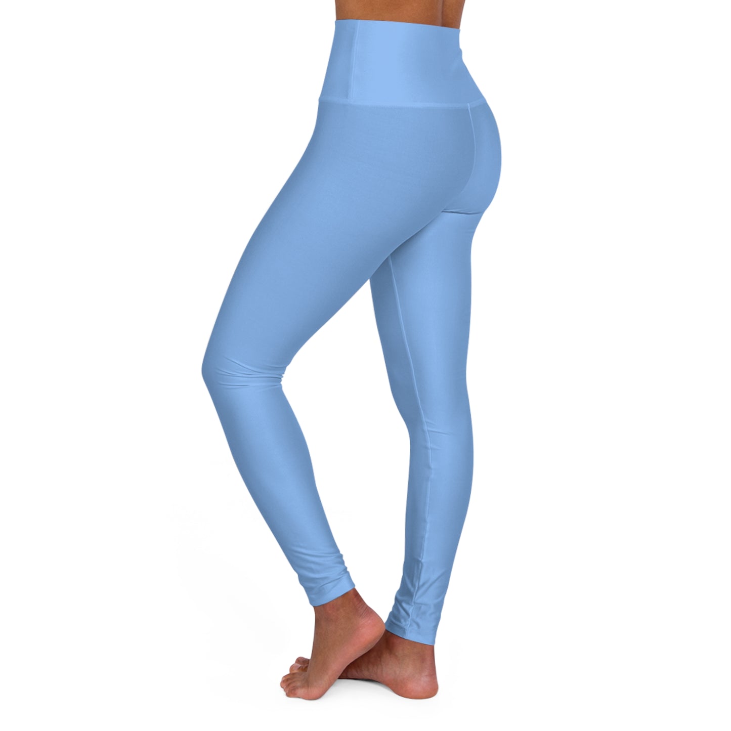 High-Waisted Miranda Blue Yoga Leggings Women's Seamless Poly-Span Stretchy Sky Blue Activewear for Pilates