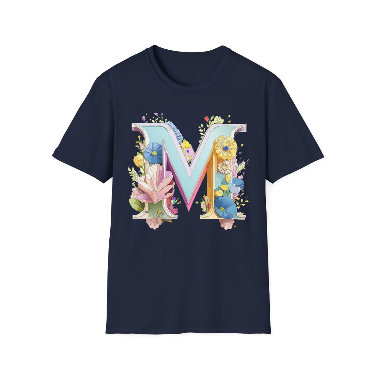 Floral Letter M T-Shirt | Monogram Initial Tee, Spring Flowers