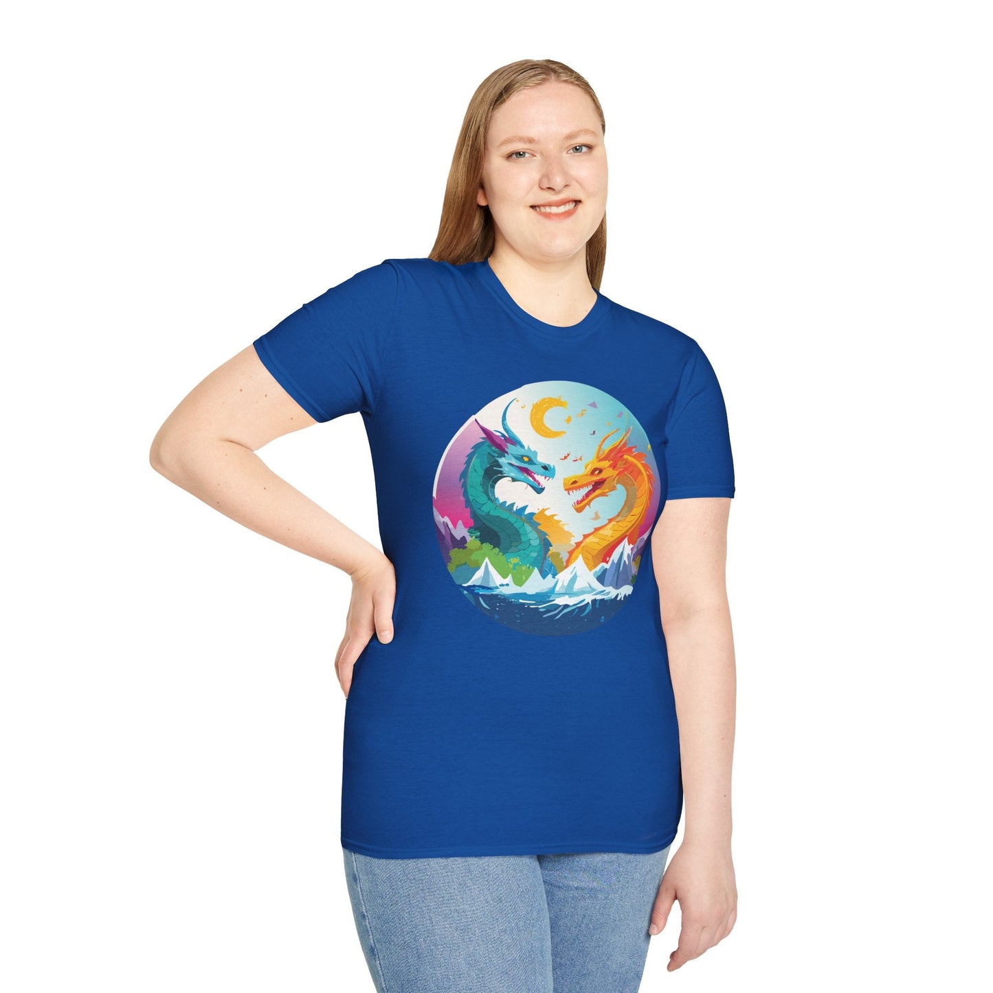 Dragon Graphic Unisex Cotton Softstyle Art Design Tee With Animals 29