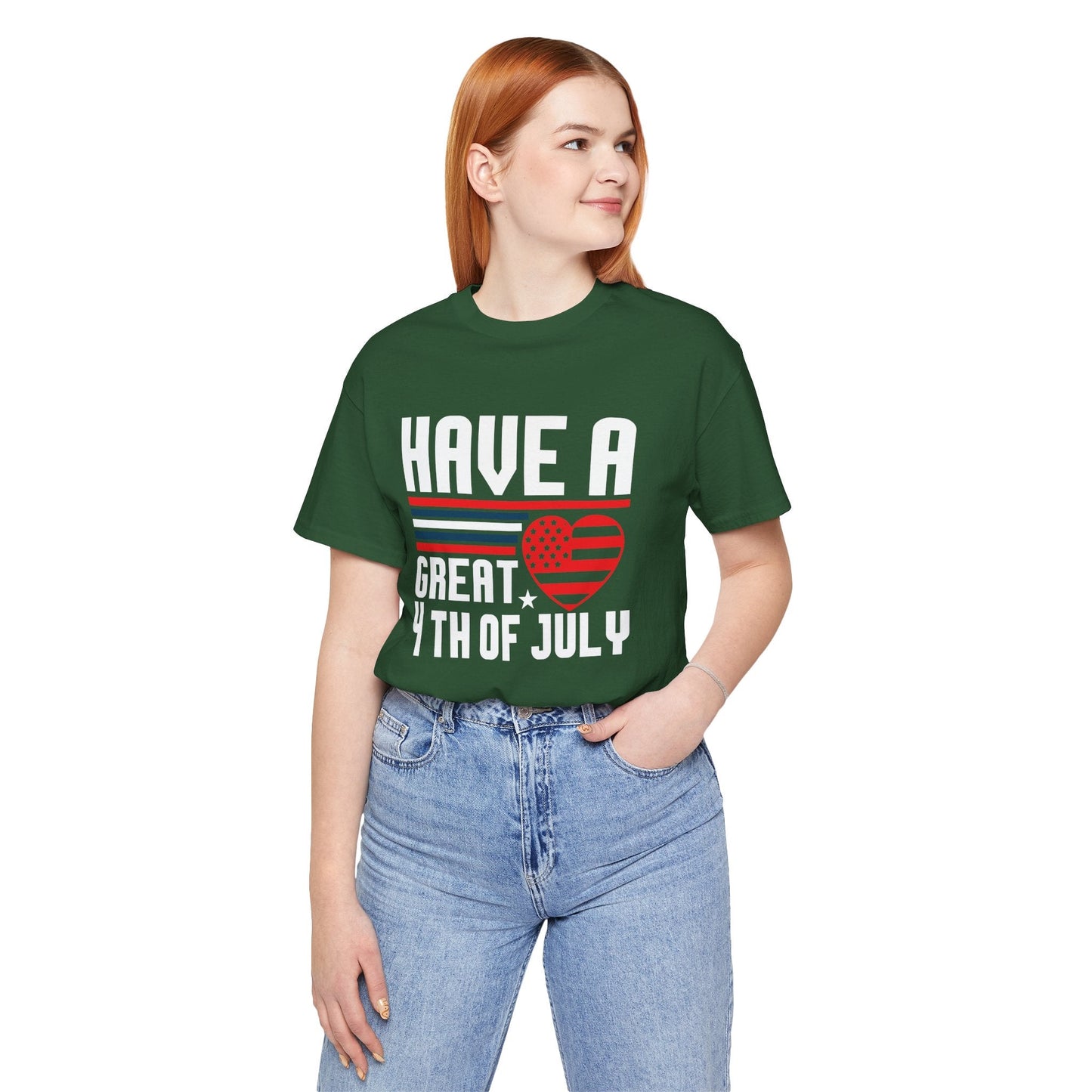 4th of July American Flag Graphic Unisex Cotton T-Shirt 020
