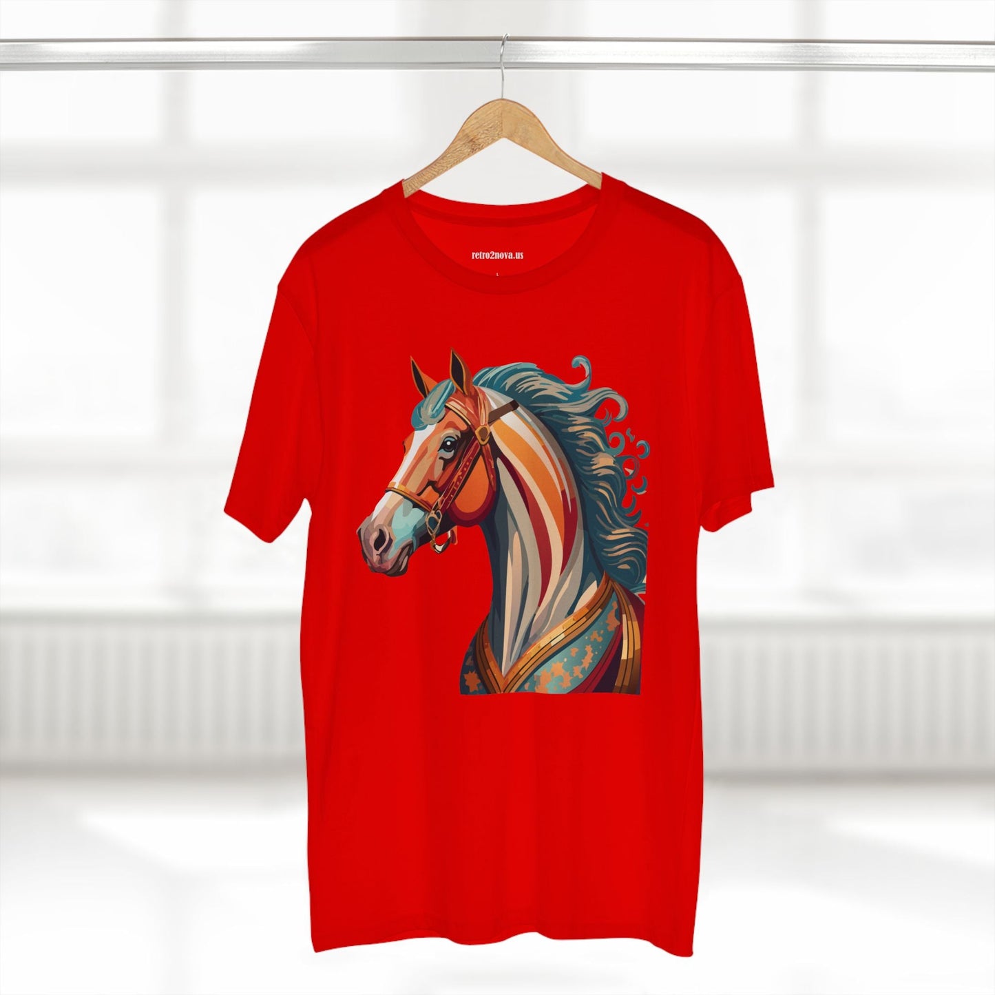 Horse Animal Shirt Unisex Premium Cotton Tee With Original Art Design From Retro2Nova Soft Breathable Art Collection