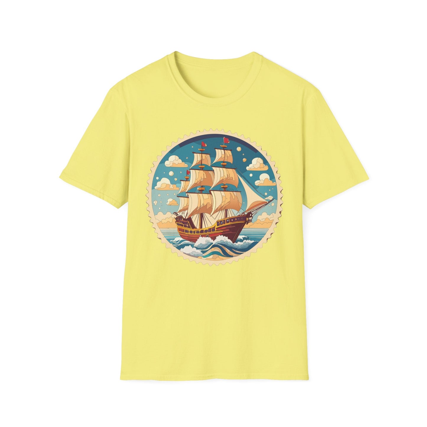 Frigate Ship T Shirt Unisex Short Sleeve 100 Percent Ring Spun Cotton Soft Tee Gildan 64000