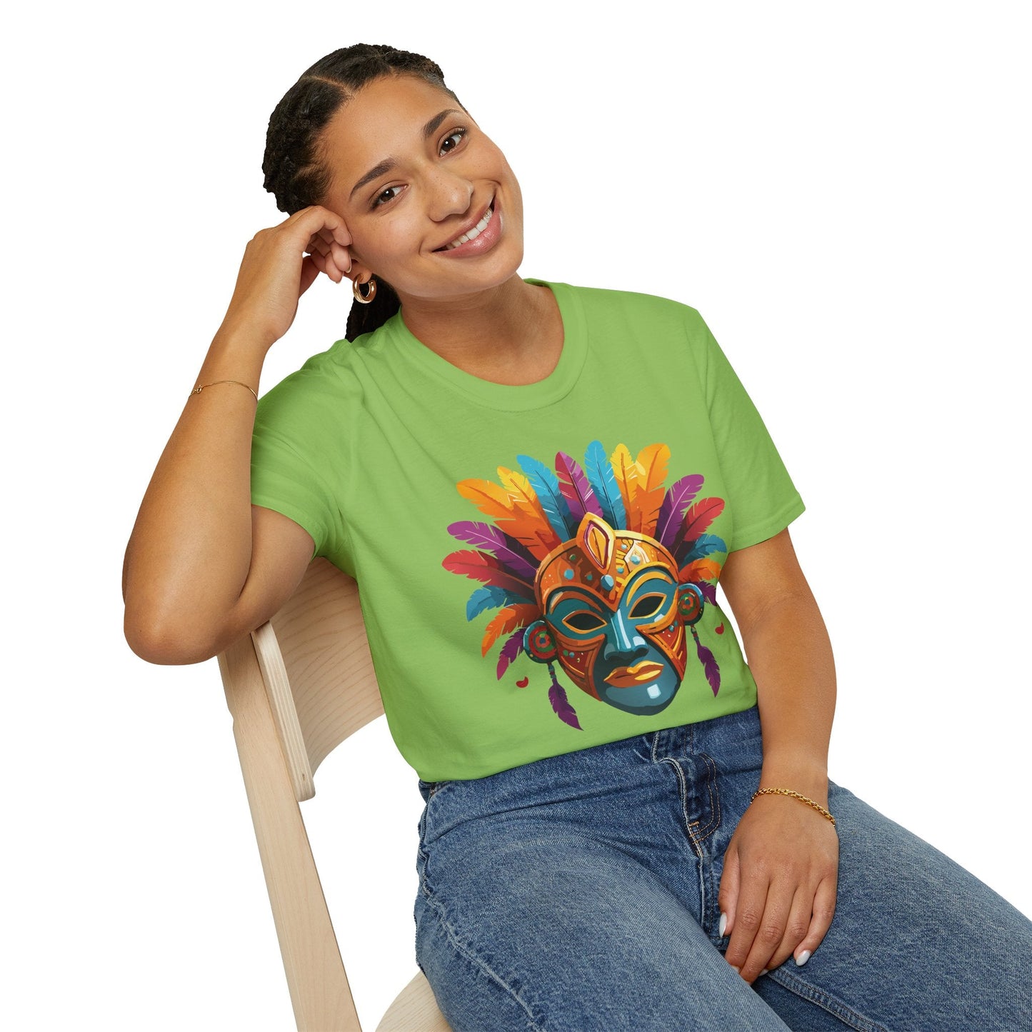 Unisex Gildan Mask T Shirt Softstyle 64000 With Art Design Lightweight Cotton Tee
