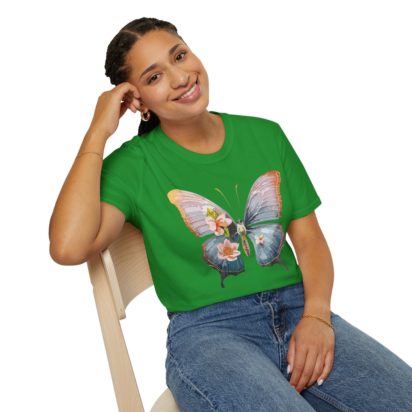 Butterfly Print T Shirt For Men Women Unisex Monarch Design Softstyle Cotton Tee