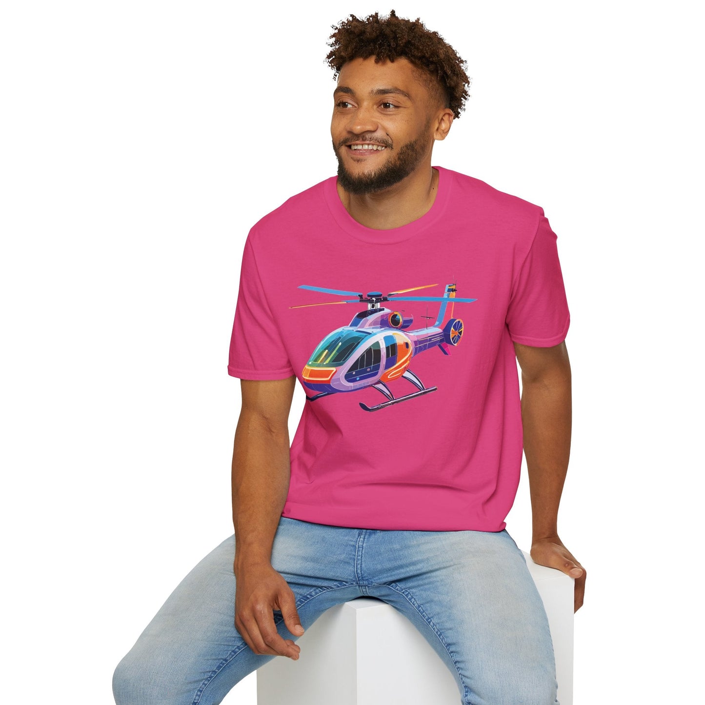 Chopper Helicopter Graphic Unisex Cotton Softstyle Short Sleeve Tee 7