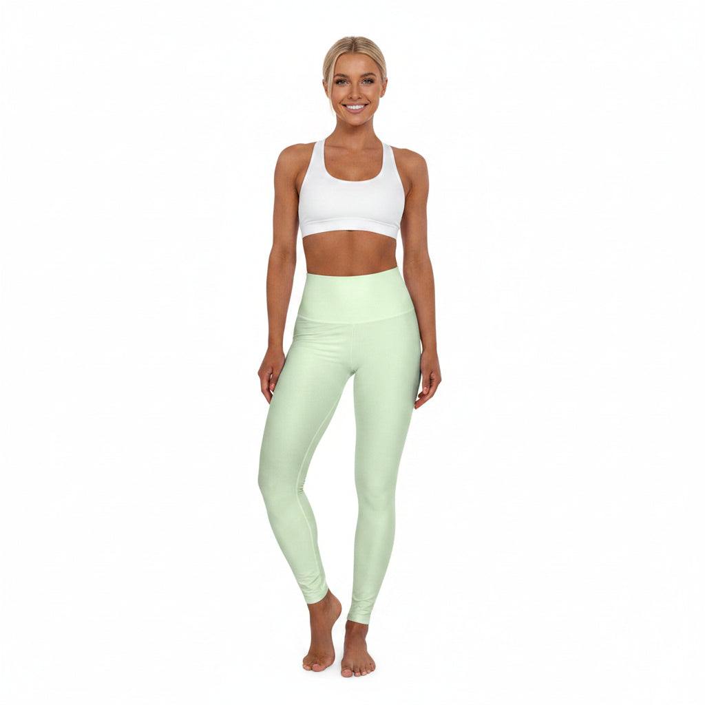 Frosted Mint Color High-Waist Yoga Leggings Women's Seamless Poly-Span Stretchy Pants XS-2XL