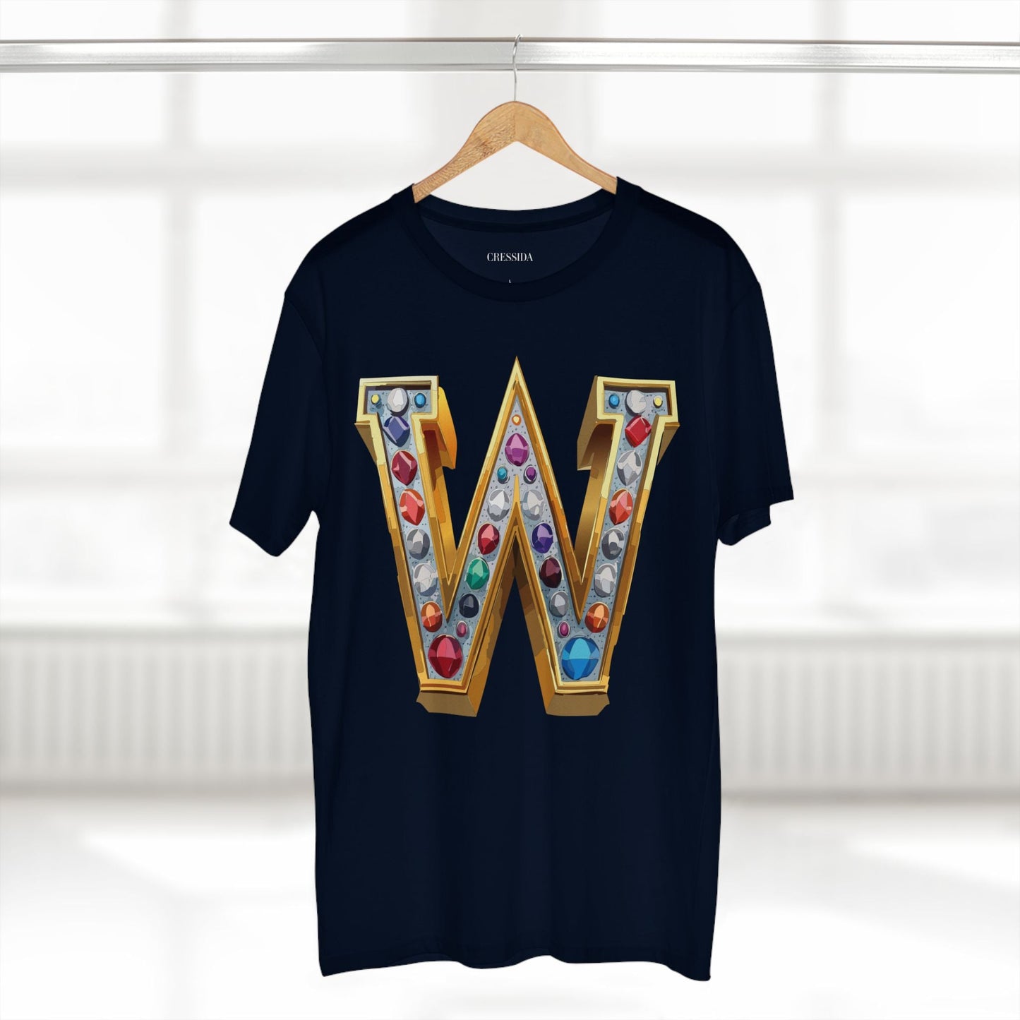 Letter W Graphic Design Tee Unisex 100 Cotton With Antique Gold Letters Artwork T-Shirt