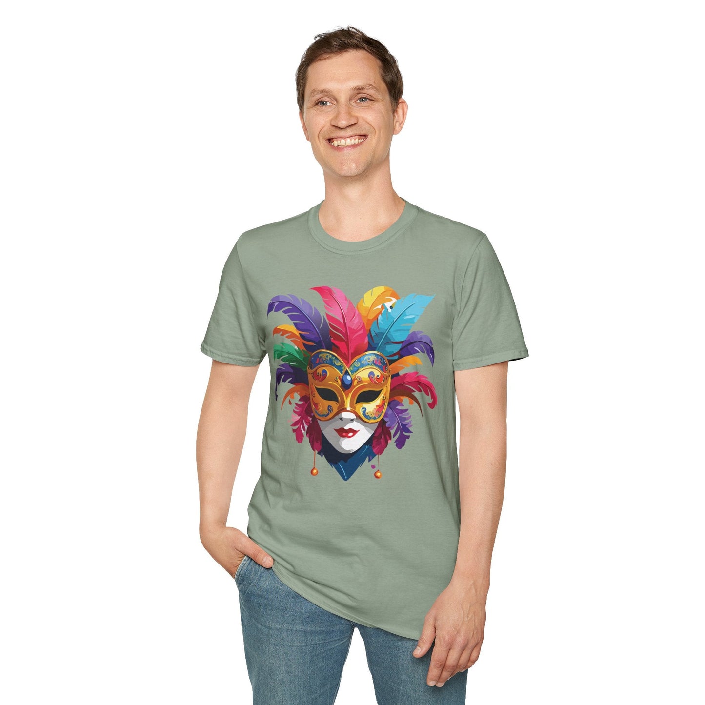 Unisex Mask Tee Shirt Gildan Softstyle 64000 Lightweight Comfortable Masquerade Design Tee
