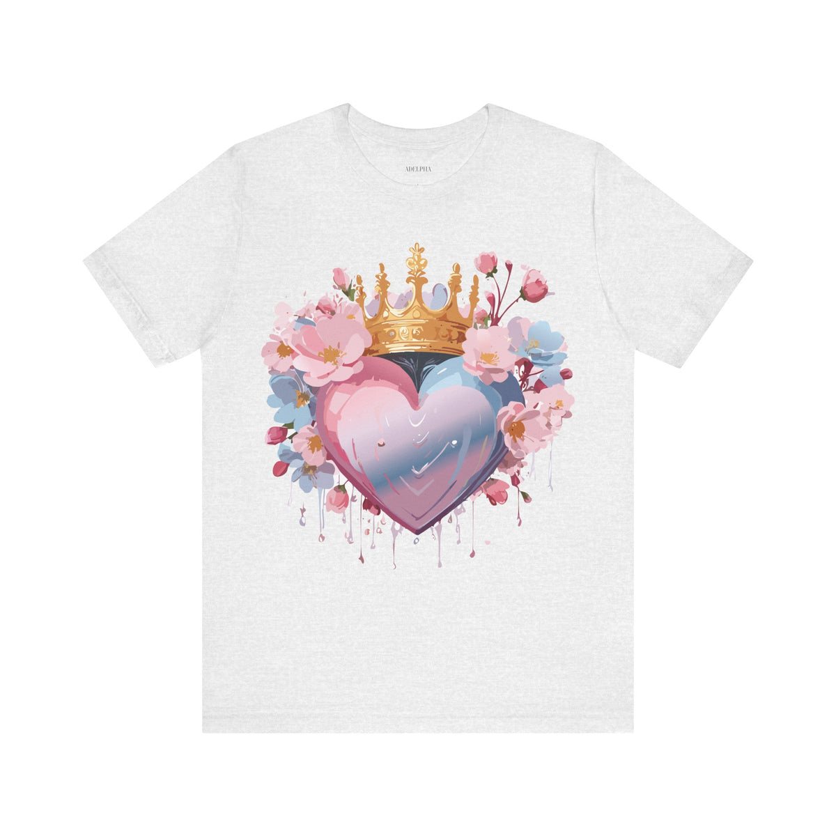 Valentine's Day Graphic Unisex Cotton Bella+Canvas Tee with Floral Art Design d131