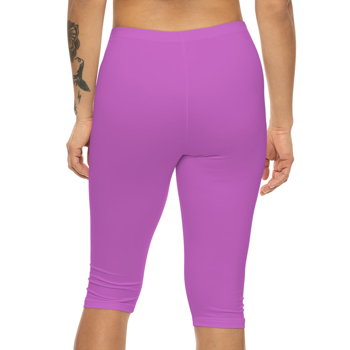 Orchid Pink Color Women's Brushed Suede Poly Span Casual Capri Leggings XS-2XL