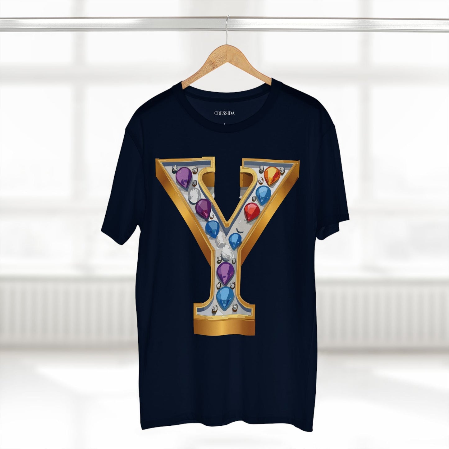 Letter Y Graphic Design Tee Unisex 100 Cotton With Antique Gold Letters Artwork T-Shirt