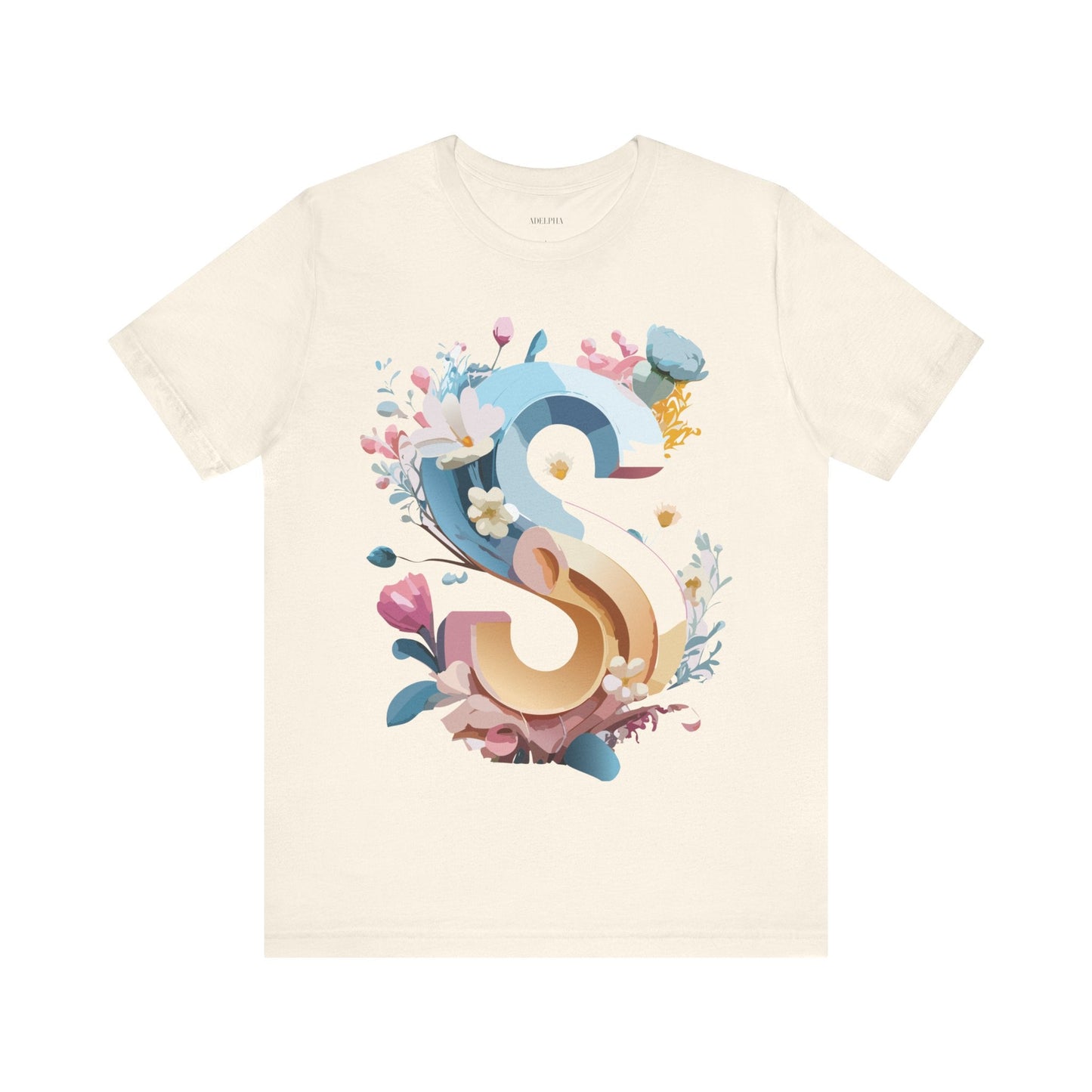 Letter S Shirt Graphic Tee Unisex Short Sleeve Vintage Inspired Adelpha Art Design