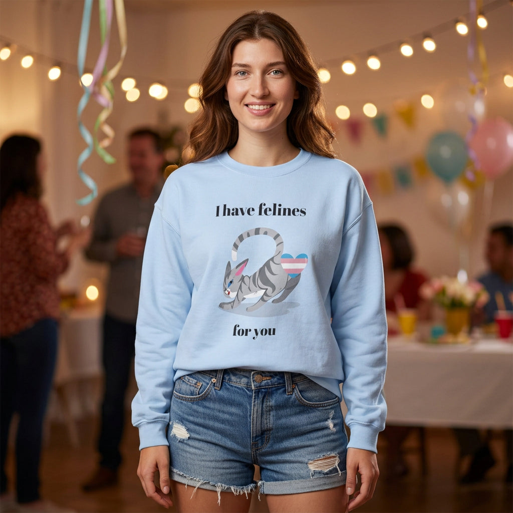 Cat Graphic Valentine's Day Sweatshirt Unisex 50/50 Cotton-Poly Animal Sweatshirt w05