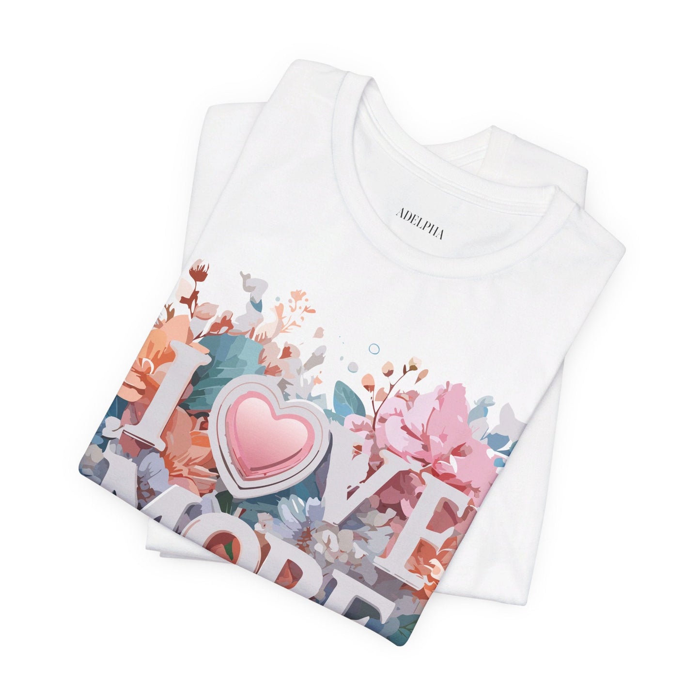 Valentine Day Graphic Unisex 100 Cotton Vintage Artwork with Love and Flower Design Tee 17