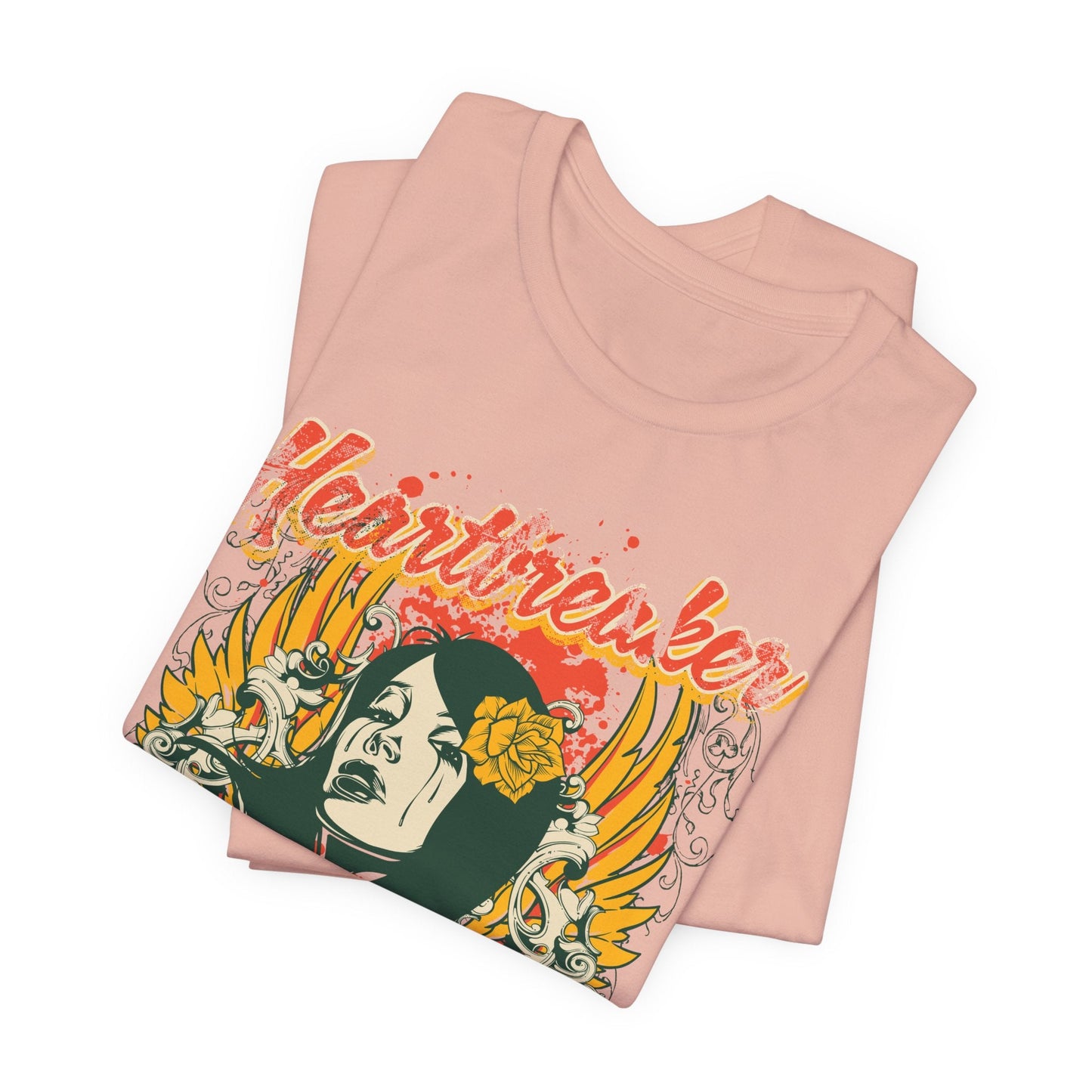Heartbreaker Illustration Tee Retro Femme Portrait Floral Skull Graphic T-Shirt
