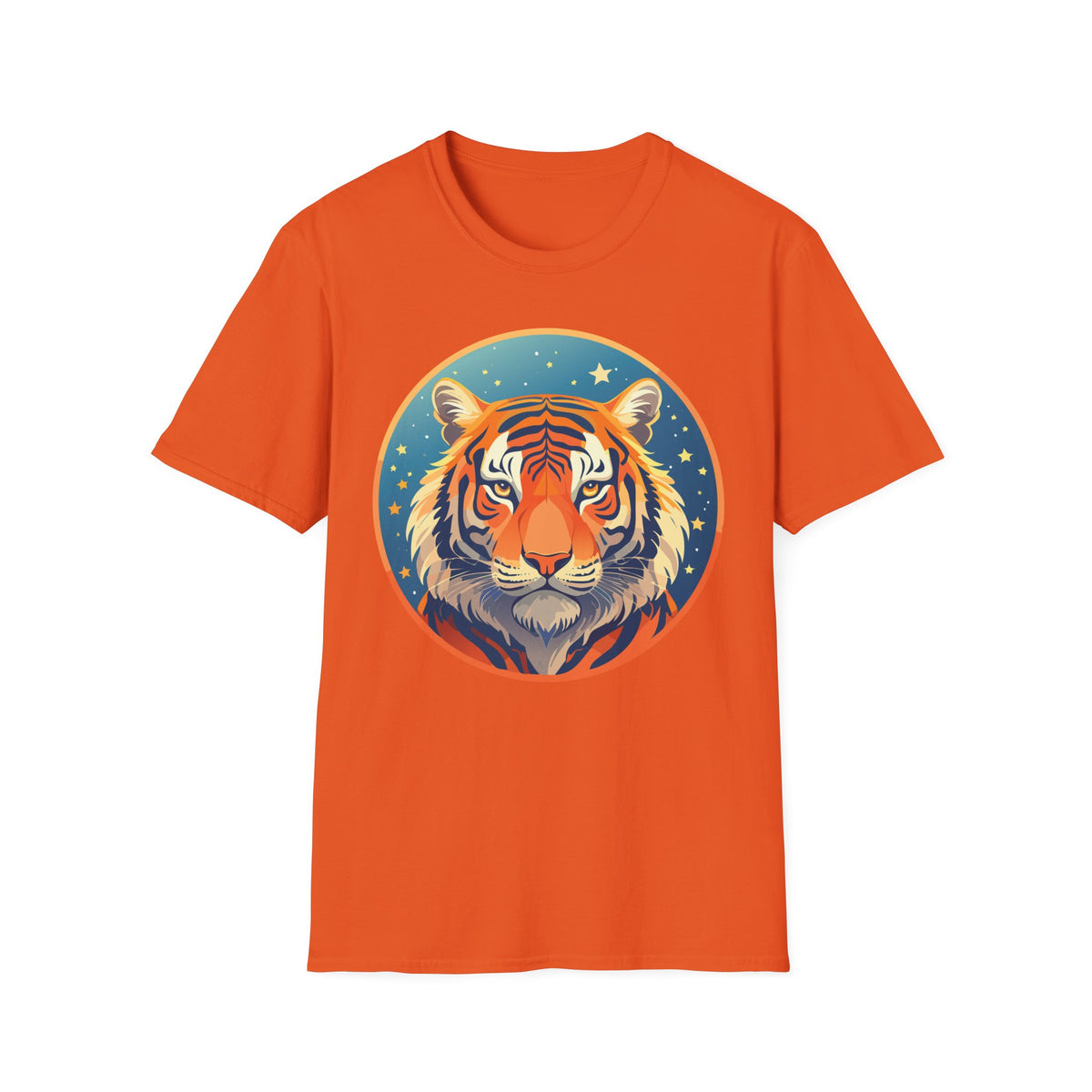 Tiger Head Illustration T-Shirt | Retro Celestial Stars