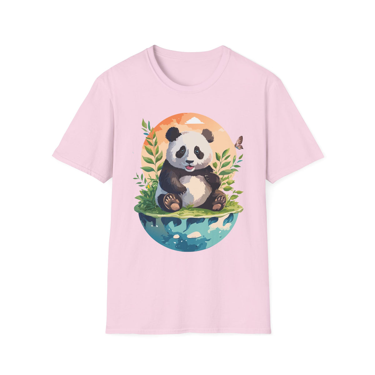 Cute Panda Illustration T-Shirt | Panda Bear Nature Scene