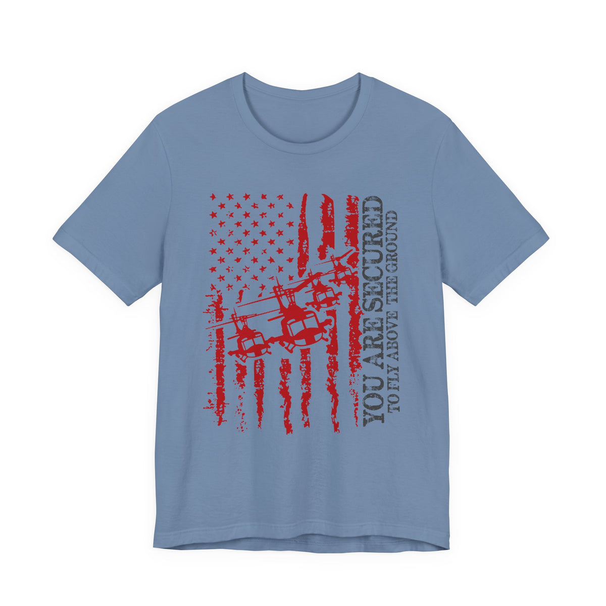 You Are Secured Flag design Tee Military Helicopter Red Distressed USA Unisex Cotton T-Shirt v2