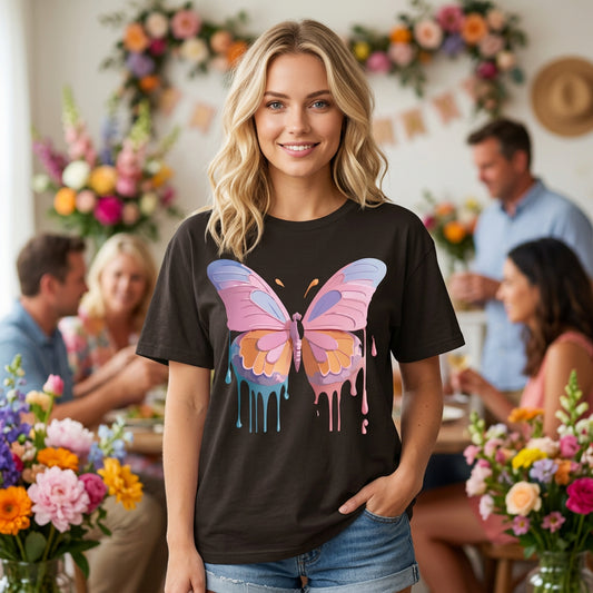 Butterfly Graphic Unisex Cotton Bella+Canvas Tee with Art Design n64