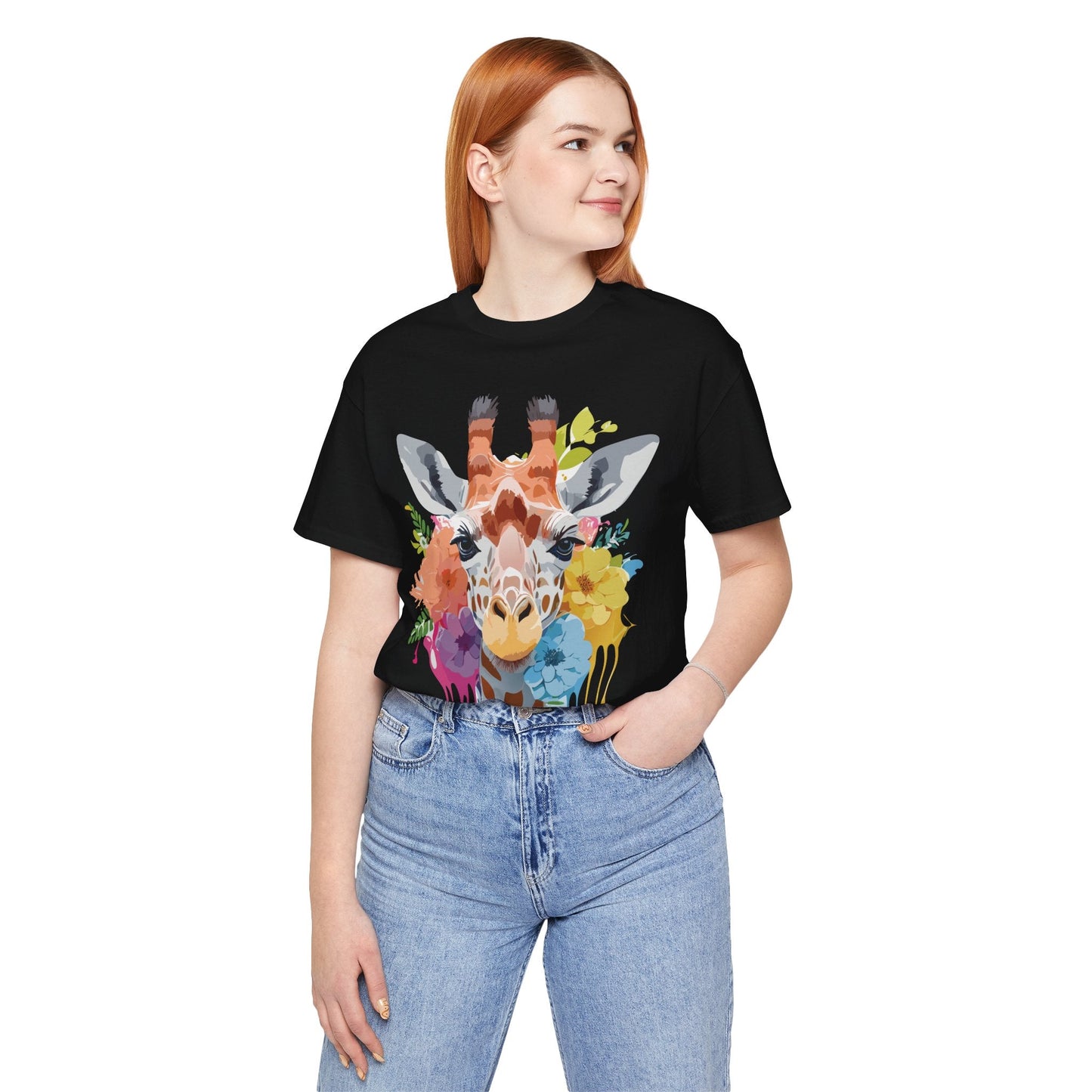 Giraffe Graphic Tee By Adelpha Unisex Vintage Inspired Art Design Short Sleeve Jersey Shirt