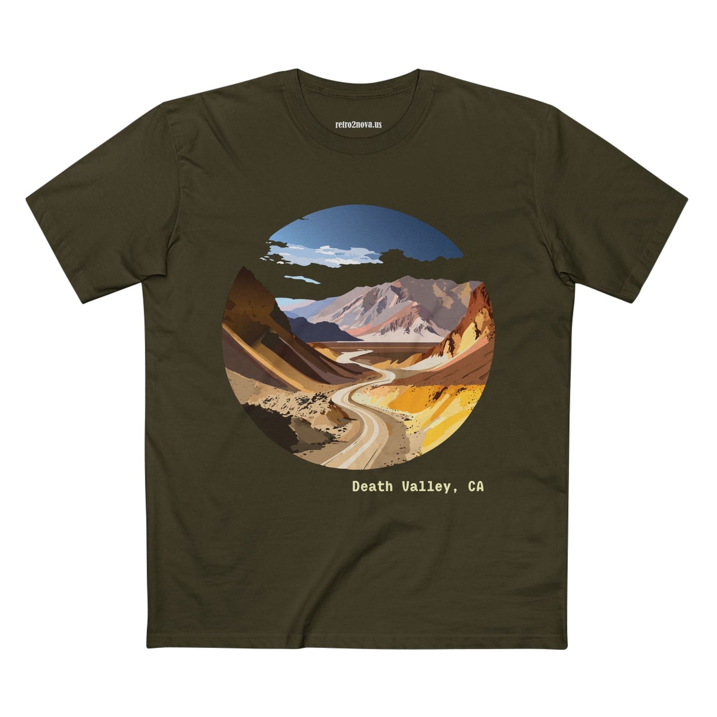 Travel Shirt Unisex Death Valley Tee With Original Art Design By Retro2Nova Premium Cotton Staple