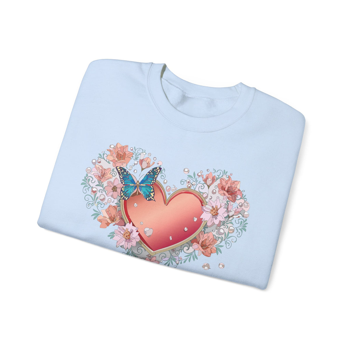Floral Heart Love Graphic Valentine's Day Sweatshirt Unisex 50/50 Cotton-Poly Sweatshirt w26