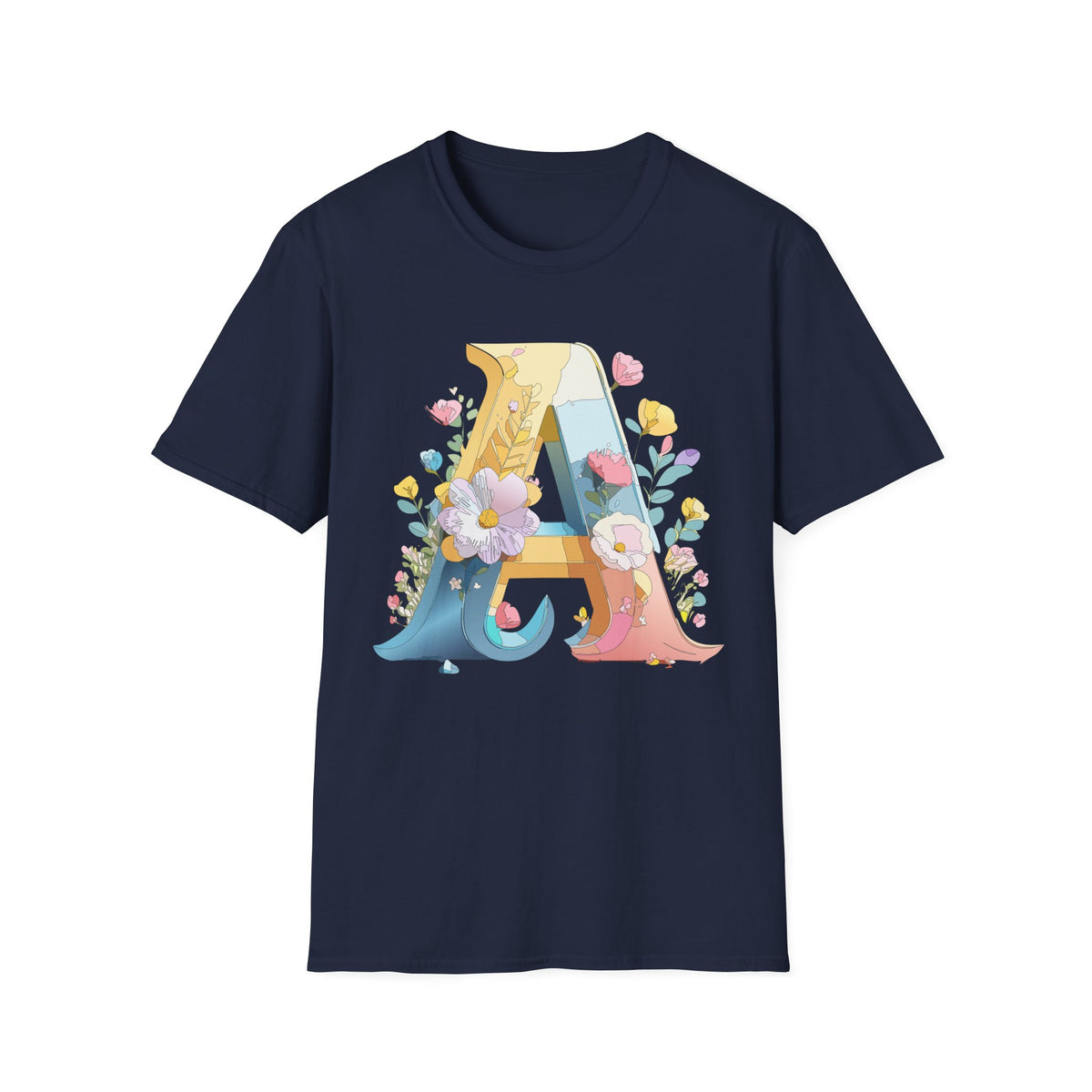 Floral Letter A T-Shirt | Monogram Initial Tee with Flowers