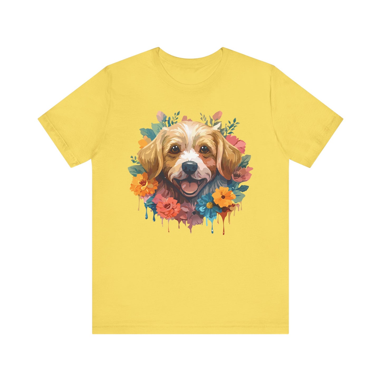 Floral Dog Tee, Animal Shirt, Dog Shirt, Floral Tee, Flower T-shirt, T-Shirt with Animal, Summer Top with Art Design