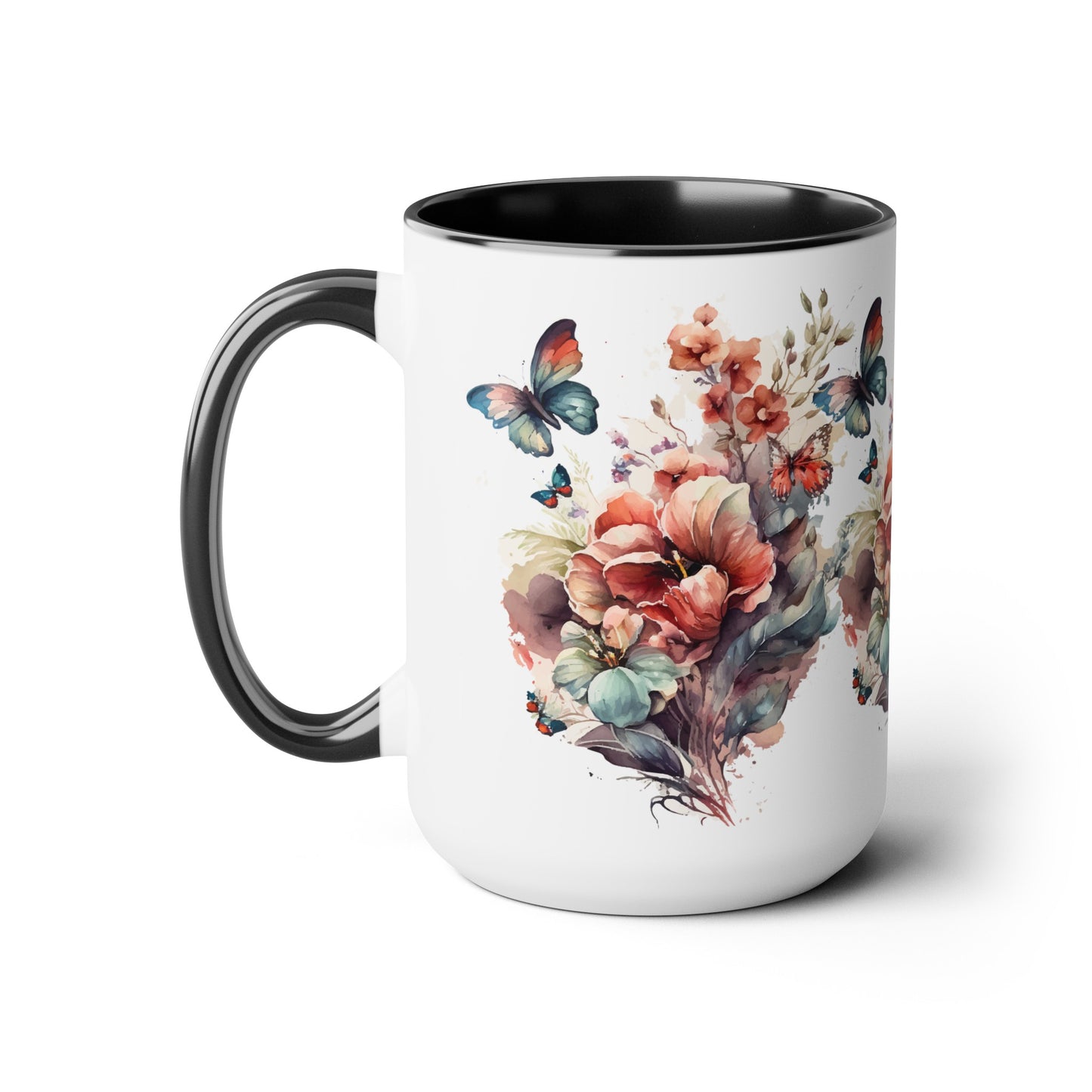 Two-Tone Coffee Mugs with butterfly