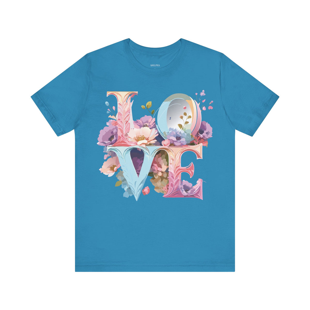 Valentine's Day Graphic Unisex Cotton Bella+Canvas Tee with Floral Art Design d124