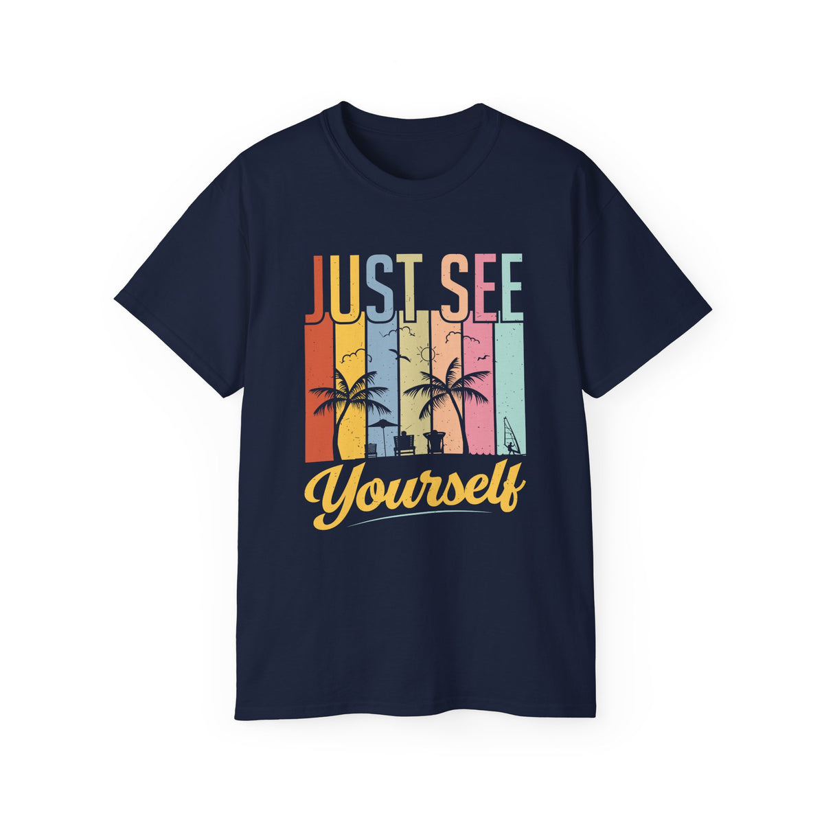 Just See Yourself T-Shirt | Retro Sunset Palm Trees Tee