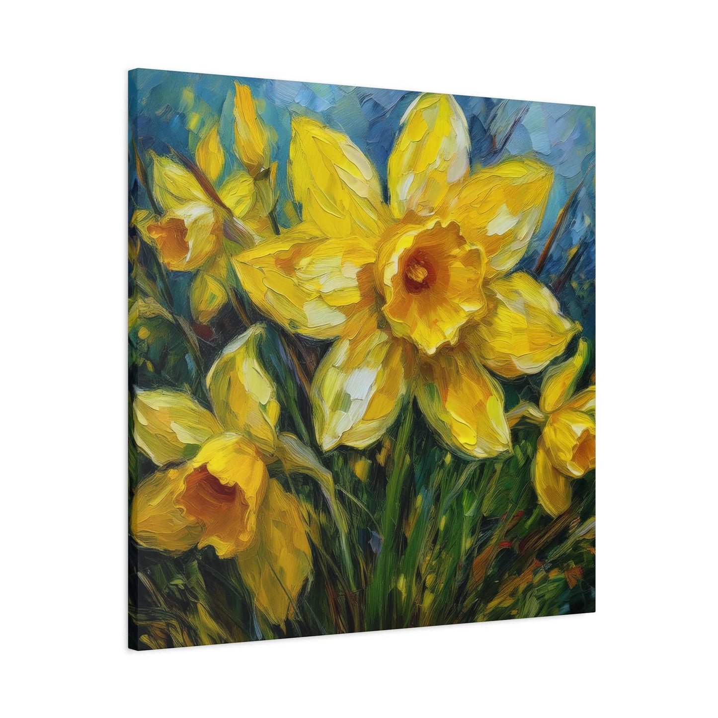 Narcissus Print Canvas, Floral Oil Paint Print 20x20, 24x24, 30x30, 32x32, 36x36 Art Design Pine-Wood Inner Frame MC-178
