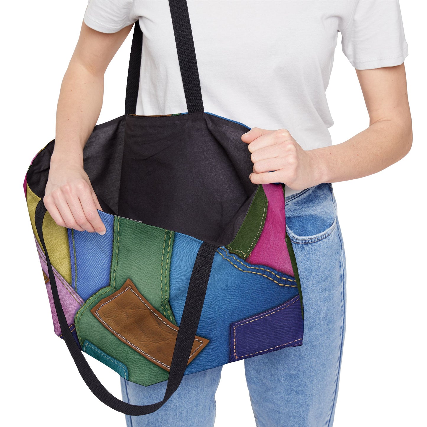 Denim Print Yoga Bag High-Quality 100% Spun Polyester 24x13 Canvas Gym Bag 45