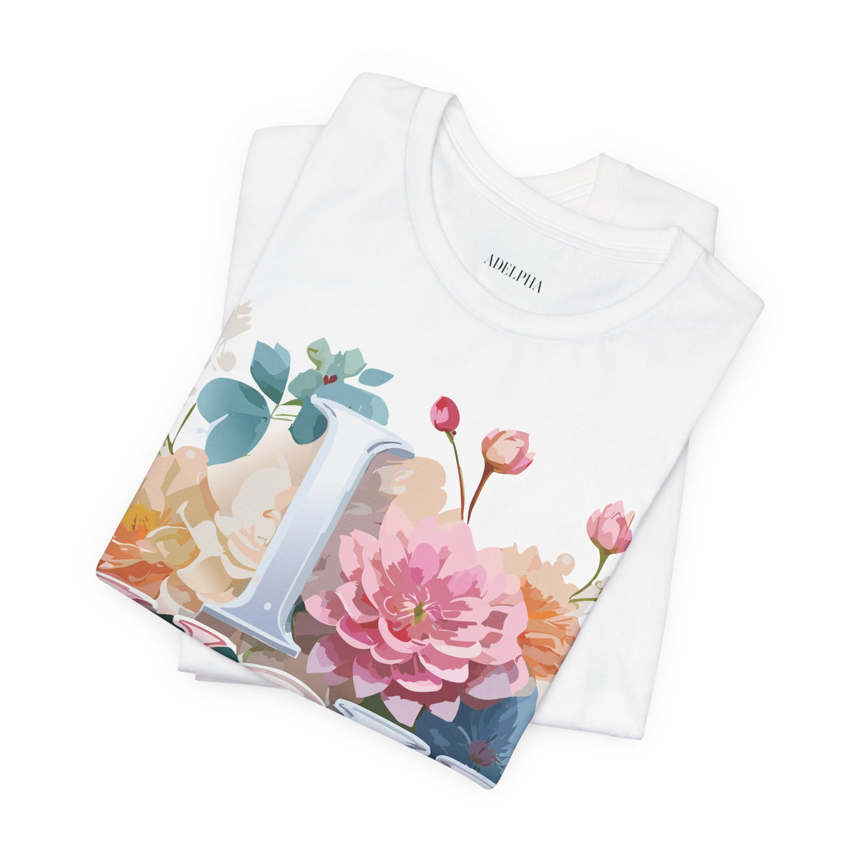 Valentine's Day Graphic Unisex Cotton Bella+Canvas Tee with Floral Art Design d101