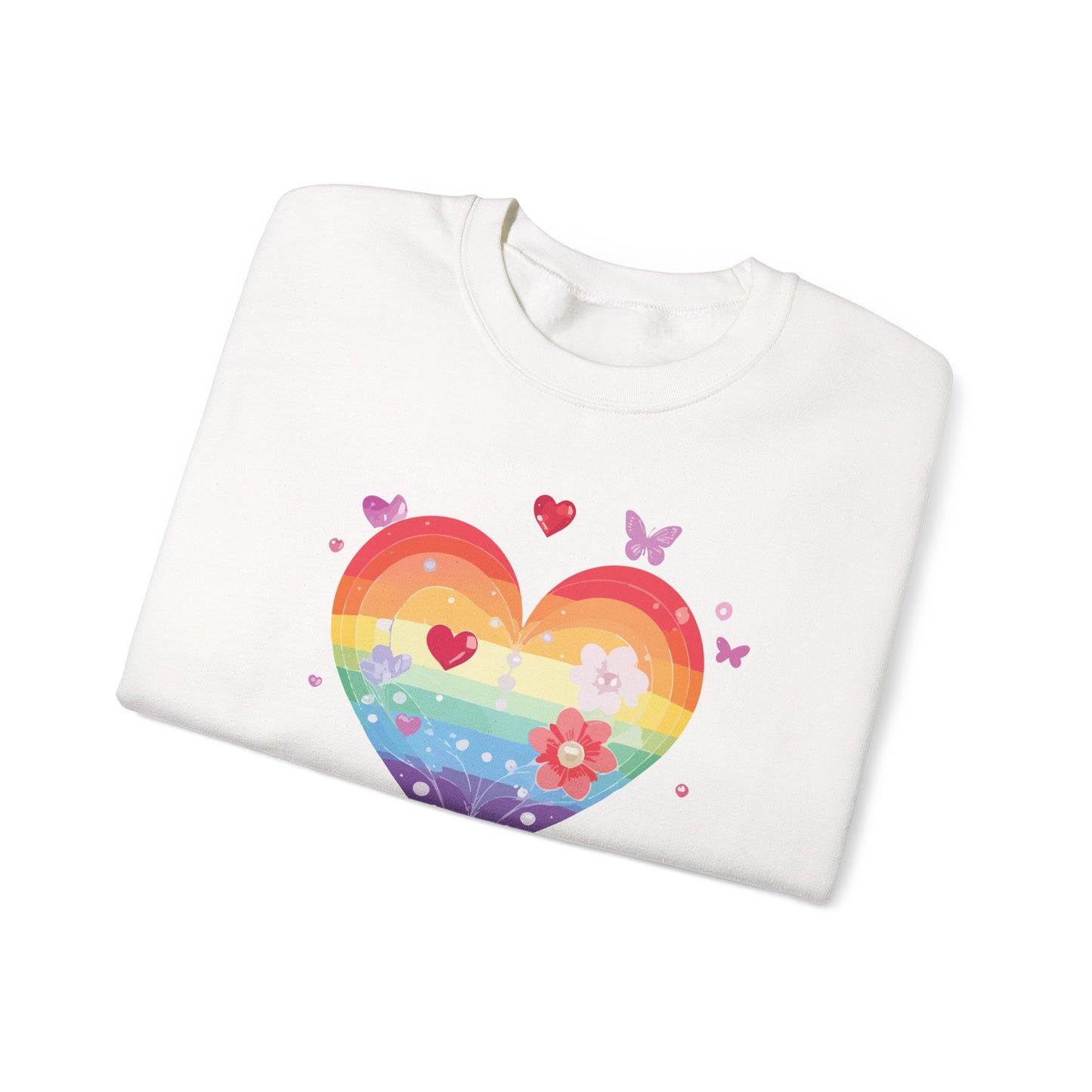 Rainbow Heart Sweatshirt, Floral Heart Sweatshirt, Floral Love Sweatshirt, Valentine's Day Sweatshirt, Rainbow Heart Floral Sweatshirt 115